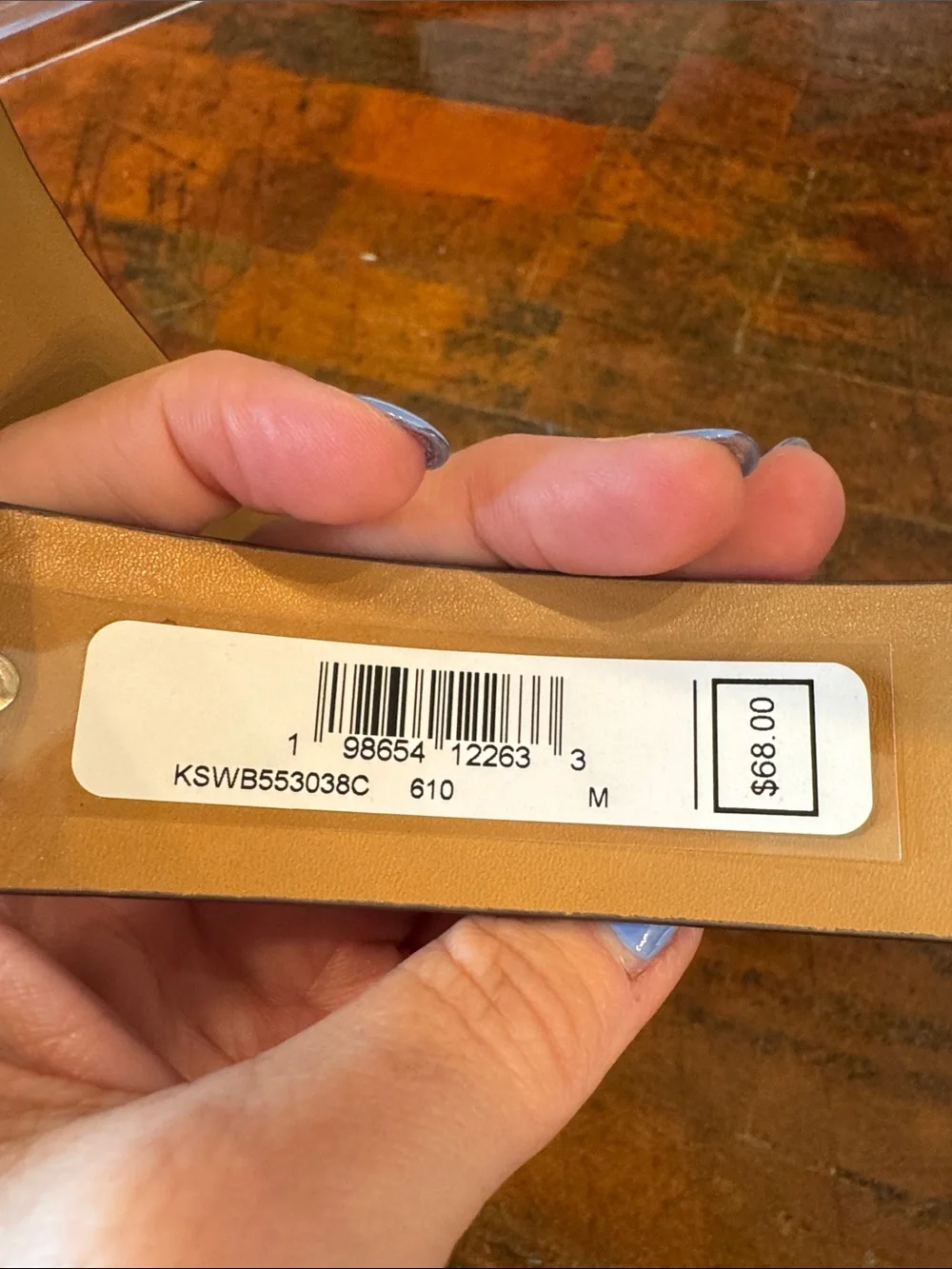 kate spade Red Leather Belt with Gold Buckle and Green Tag